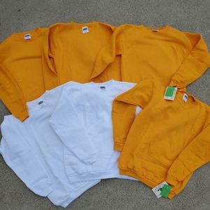 Vintage Youth XL Tultex Blank Crewneck Sweatshirt Made In USA NWT Bundle Yellow